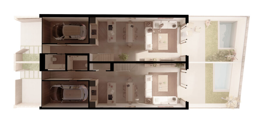 Newly built town house in Ses Salines with garden, pool and garage