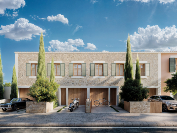 Casa de pueblo de obra nueva en Ses Salines con jardín, piscina y garaje