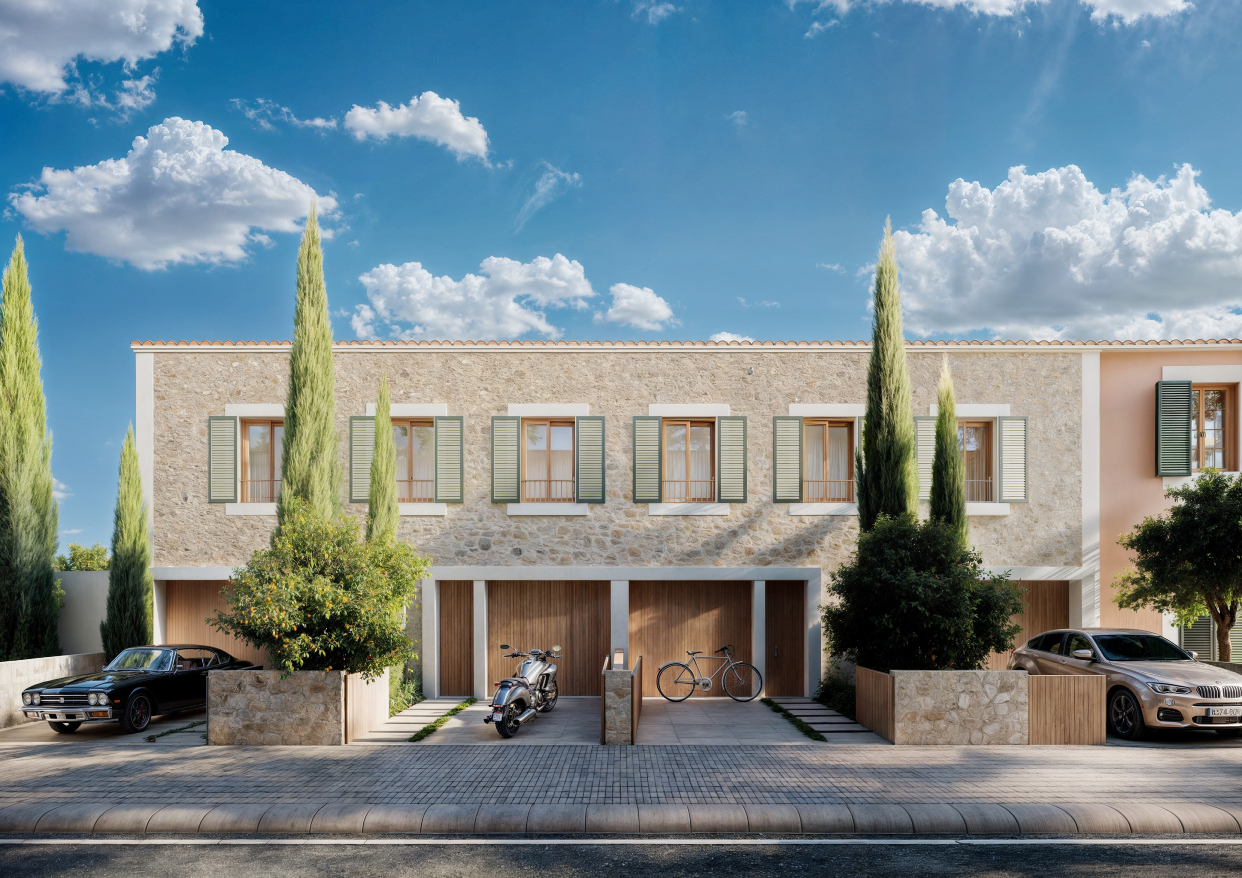 01-FACHADA.jpg Casa de pueblo de obra nueva en Ses Salines con jardín, piscina y garaje