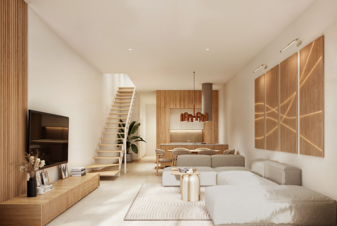 Newly built town house in Ses Salines with garden, pool and garage