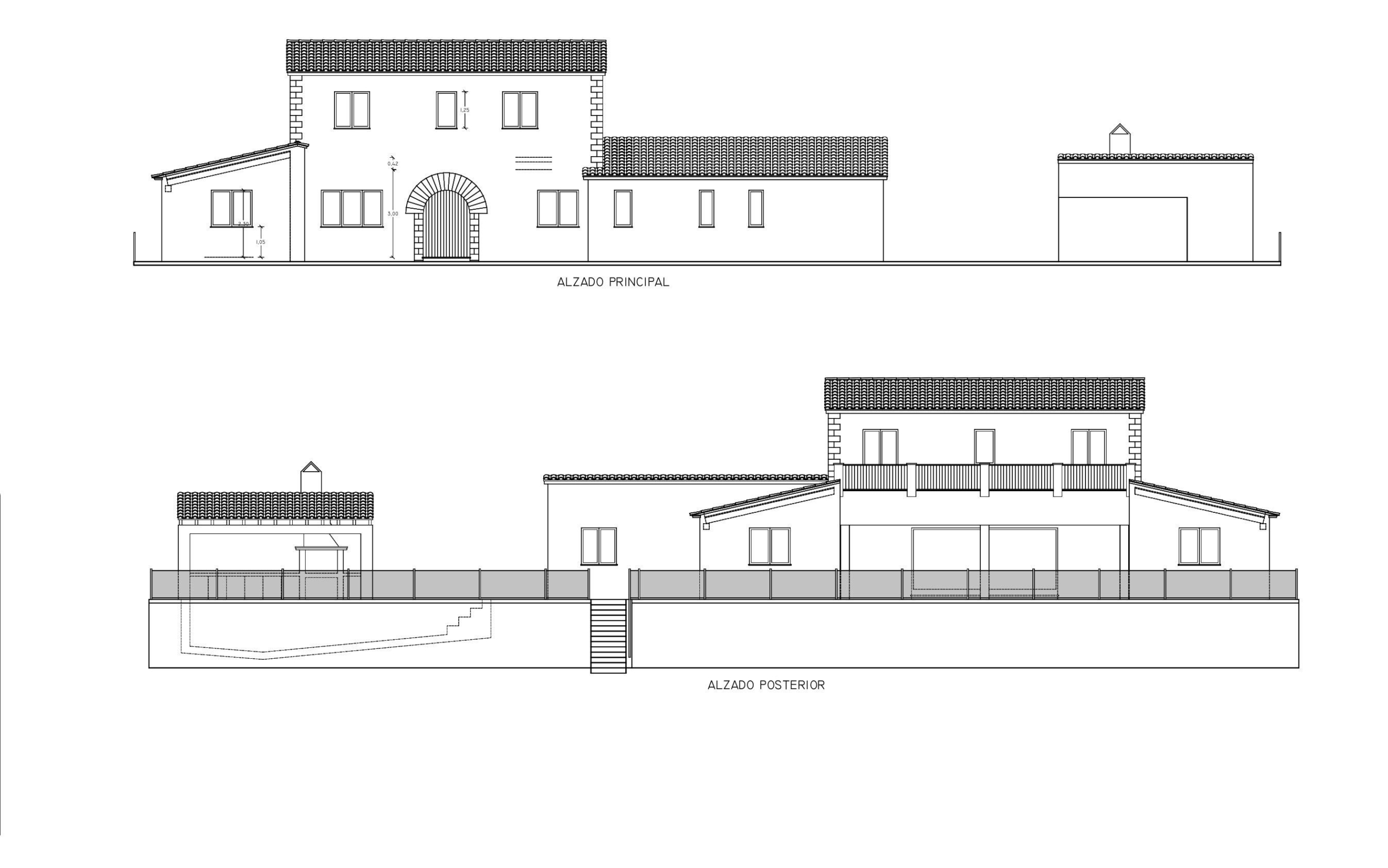 4_-FACHADAS-PRINCIPAL-Y-POSTERIOR01-00.jpg Casa de campo con proyecto en Santanyí: parcela de 20.000 m²
