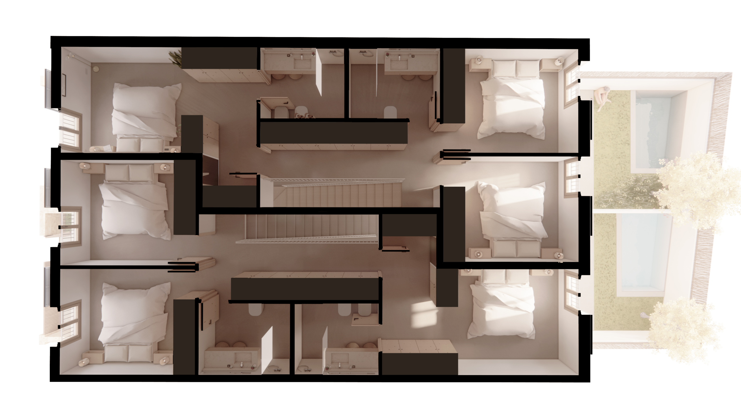 Axo_PP.jpg Newly built town house in Ses Salines with garden, pool and garage