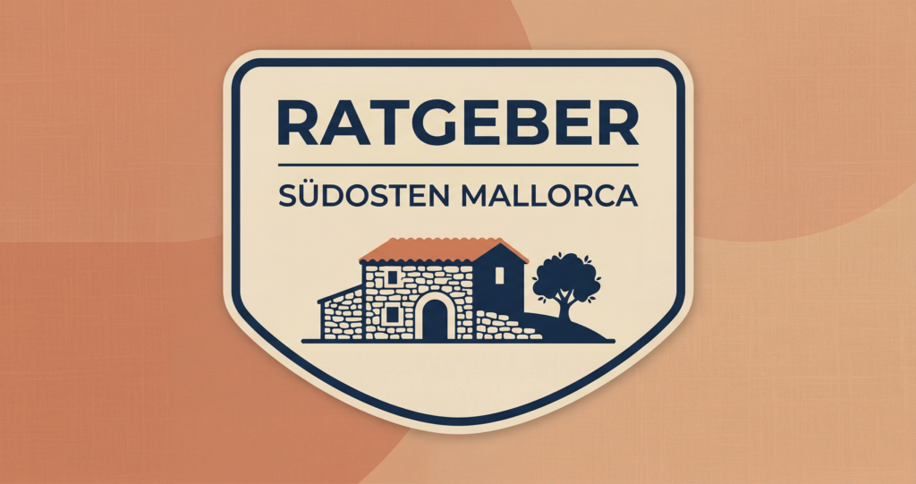 Abzeichen des Ratgebers für den Südosten Mallorcas, mit Landhaus und Olivenbaum