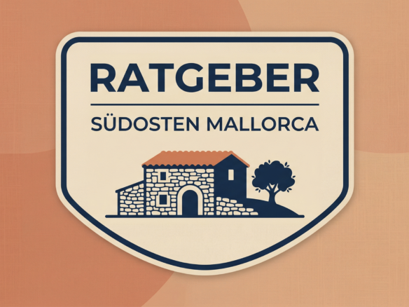 Abzeichen des Ratgebers für den Südosten Mallorcas, mit Landhaus und Olivenbaum