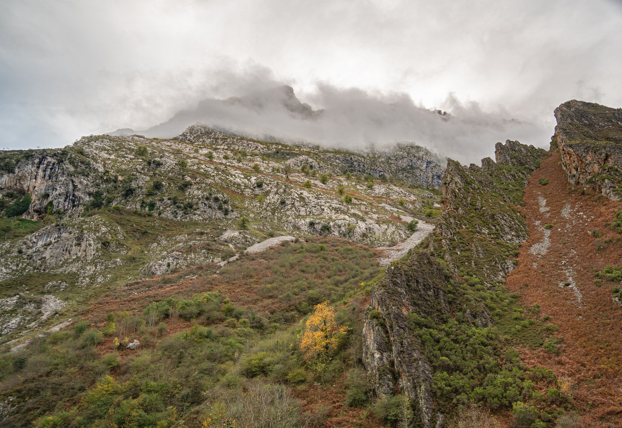 Nubes bajas sobre las cumbres de la Serra de Tramuntana, Mallorca